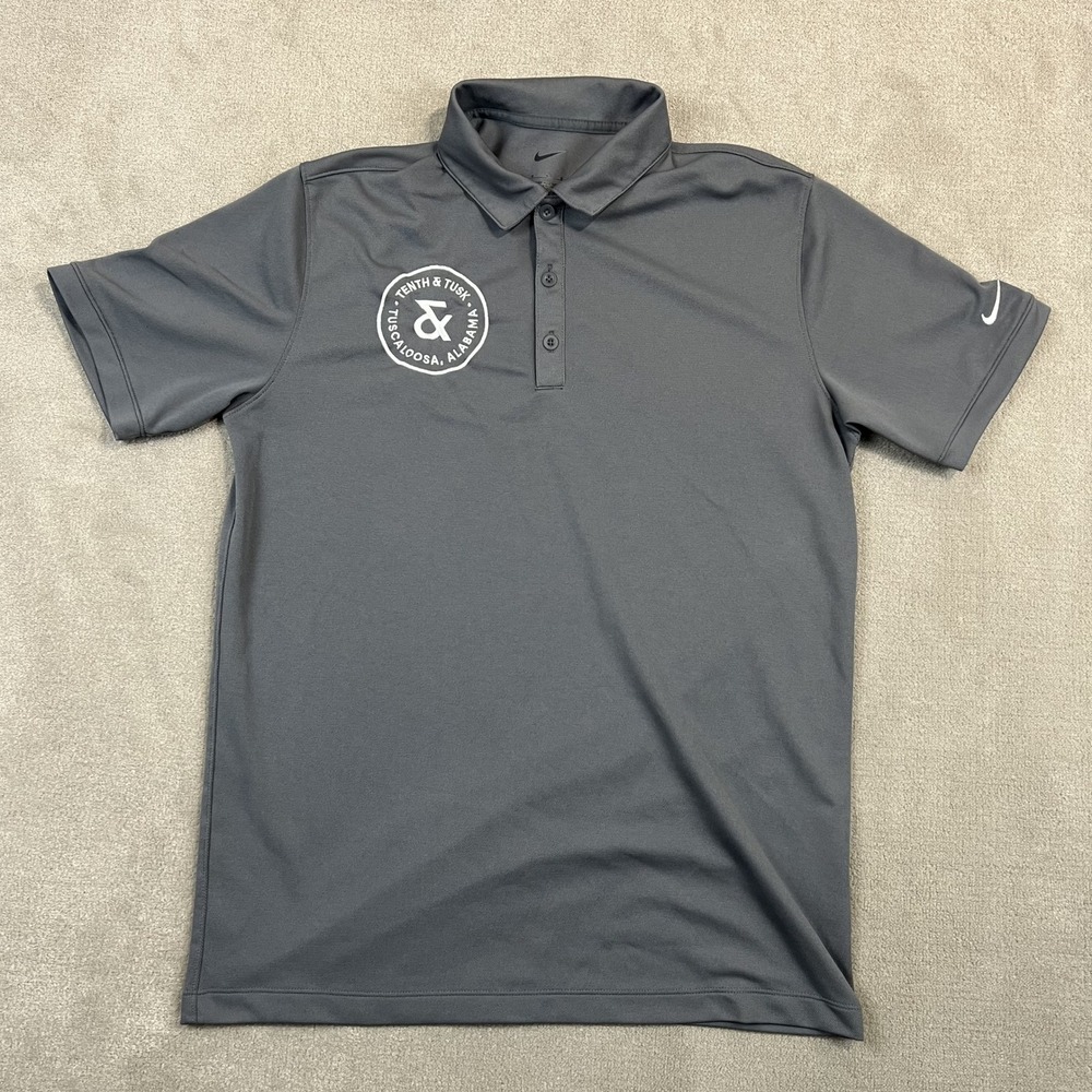 Nike Polo Shirt Mens Medium Gray Tenth & Tusk Alabama Golf Performance Short Slv